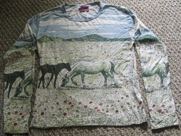 Faded Glory Horses Print: garment designed by Michael Elkan