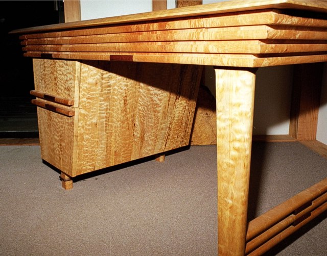 Slat Work Desk: Maple with Chechen Details by Michael Elkan