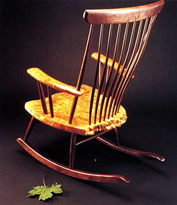 The Michael Elkan Rocker with Steam Bent Back and Slats -- click for more on early work